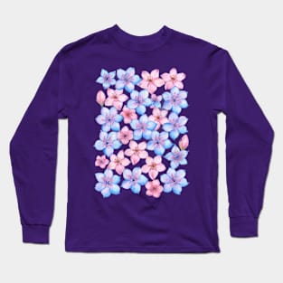 Cherry Blossoms Watercolor Pattern Long Sleeve T-Shirt